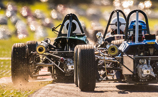 Formula Fords exiting Old Hall Corner, Oulton Park Gold Cup 2016