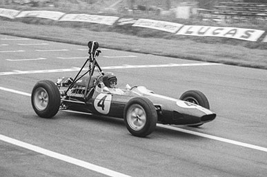 Jim Clark Lotus with camera, Gold Cup 1963