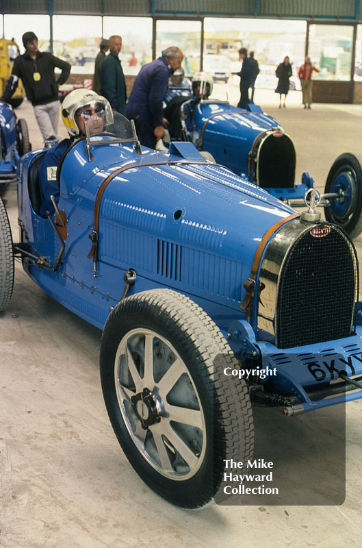 Nick Mason, Type 35B Bugatti, VSCC meeting, May 1980, Donington Park.
