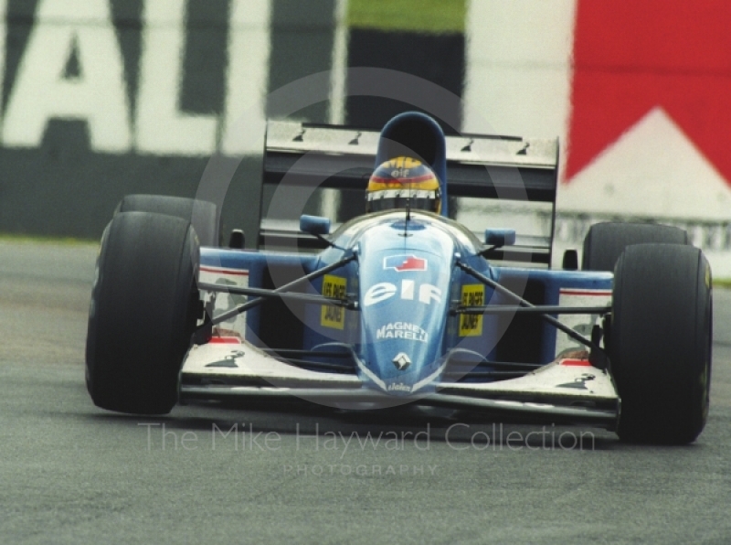 Mark Blundell, Ligier Renault JS39, seen during the 1993 British Grand Prix at Silverstone.
