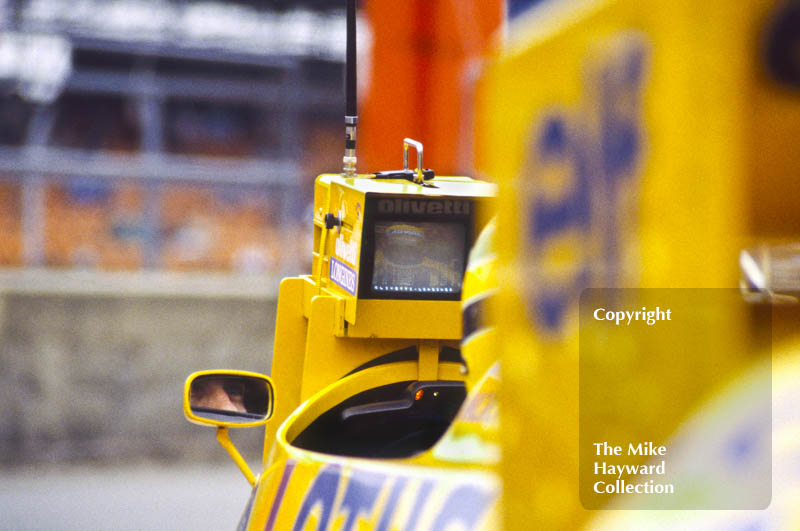 Ayrton Senna, Camel Lotus 99T, during practice for the British Grand Prix, Silverstone, 1987.
