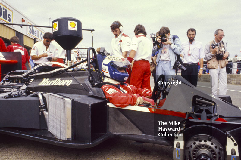 Alain Prost, Marlboro McLaren MP4/3, British Grand Prix, Silverstone, 1987.
