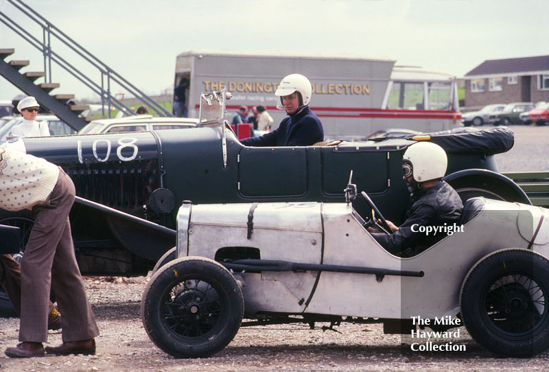 J Middleton, Bentley (108), B Clarke, Austin 7 (95), VSCC meeting, May 1979, Donington Park.
