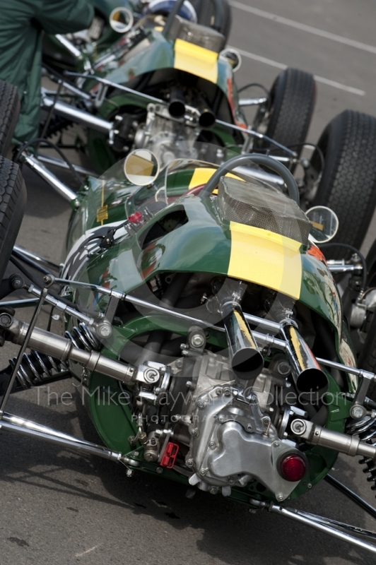 Beautiful Team Lotus 25 of Nick Fennell in the paddock before the HGPCA pre-66 Grand prix cars event, Silverstone Classic 2010