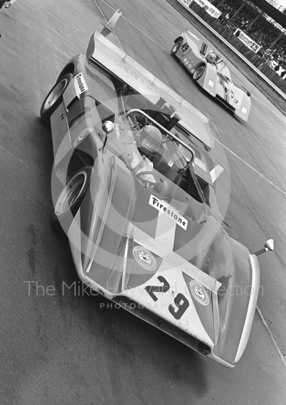 Franz Pesch, McLaren M8E Chevrolet 8.1, Davdi Hepworth, BRM P154, Silverstone, Super Sports 200 1972.

