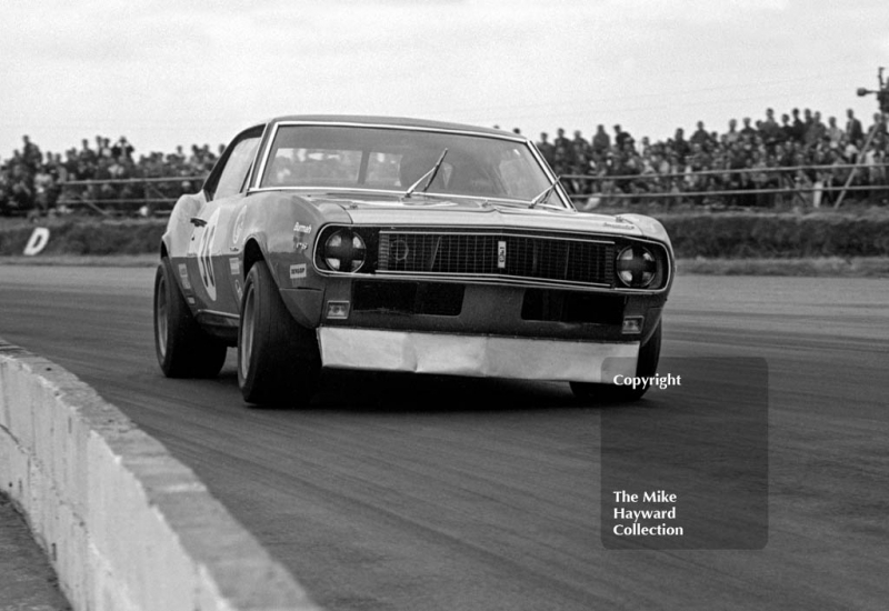 Roy Pierpoint, W J Shaw Chevrolet Camaro, Silverstone, British Grand Prix meeting 1969.
