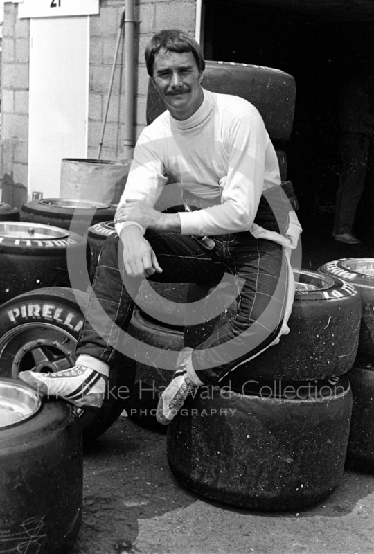 Nigel Mansell, JPS Lotus 94T, in the paddock during practice, British Grand Prix, Silverstone, 1983
