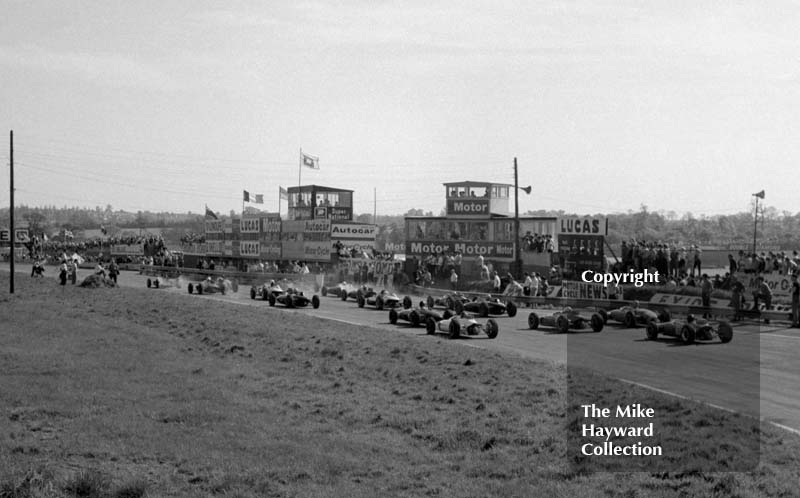 Start of the Formula 2 Grovewood Trophy, Mallory Park, May 17 1964.
