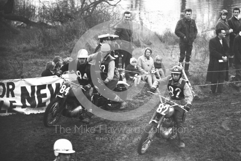 Close action, motorcycle scramble at Spout Farm, Malinslee, Telford, Shropshire between 1962-1965