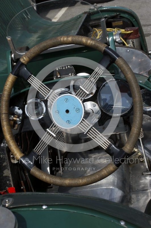 Vintage sports car cockpit, Oulton Park Gold Cup meeting, 2002.