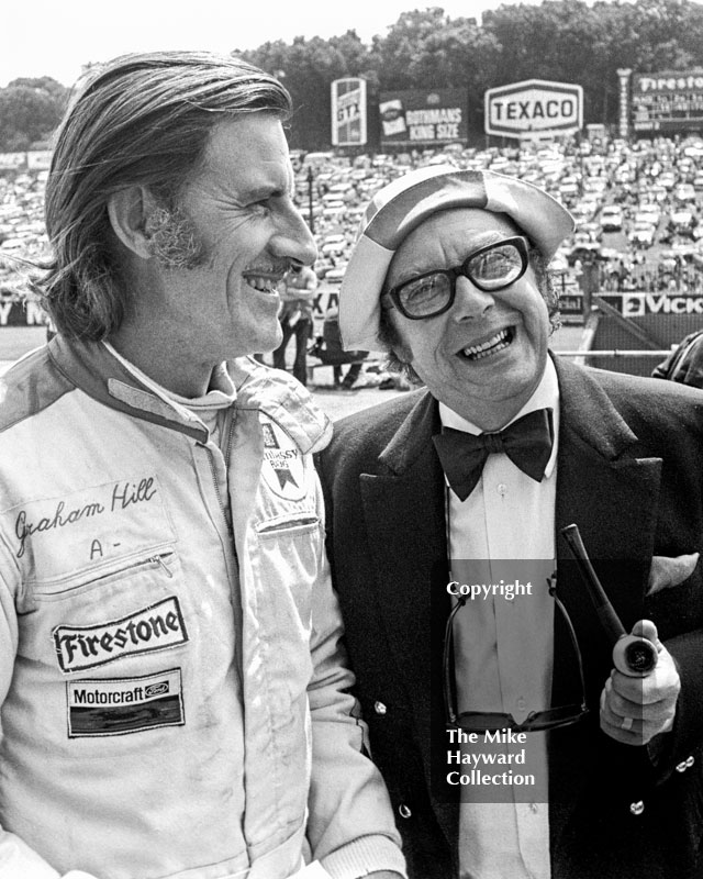 Graham Hill and Eric Morecambe, Brands Hatch, 1974 British Grand Prix
