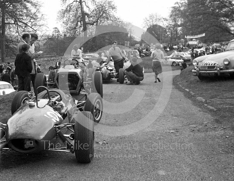 In the paddock, Loton Park hill climb, 1964