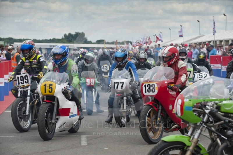 Classic bikes in the paddock, Silverstone Classic, 2010