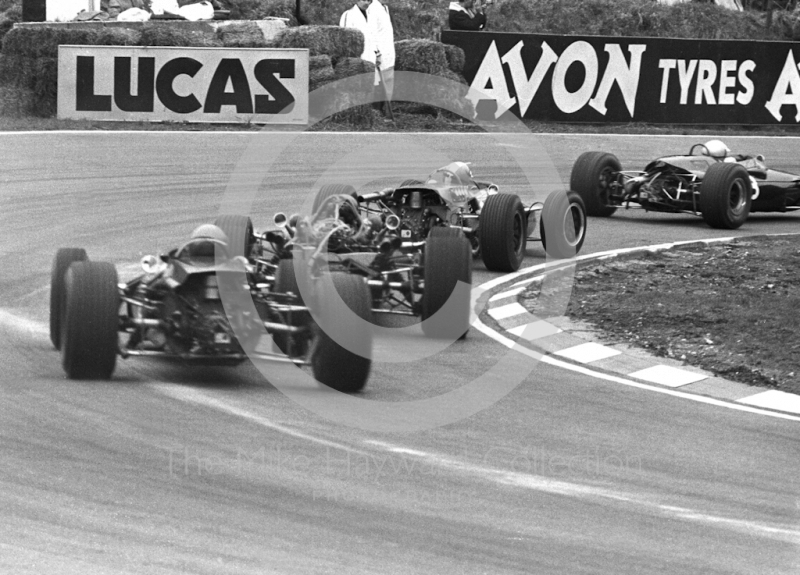 Formula Two cars round Druids Hairpin, Brands Hatch, Race of Champions 1967.
