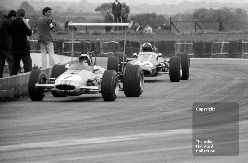 Peter Westbury, Brabham BT21B, Charles Lucas, Titan MK 3, Martini International meeting, Silverstone 1968.
