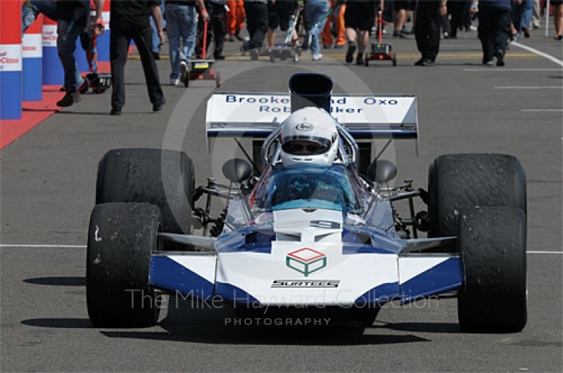 Judy Lyons, 1971 Surtees TS9, in the paddock before the Grand Prix Masters race, Silverstone Cassic 2009.