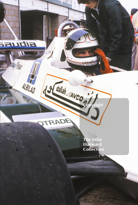 Alan Jones, Saudi Williams FW07 Cosworth V8, Silverstone, British Grand Prix 1979.
