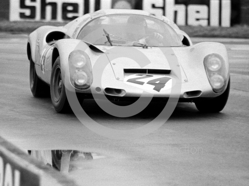 Charles Lucas, Porsche 910, International Trophy meeting, Silverstone, 1969.
