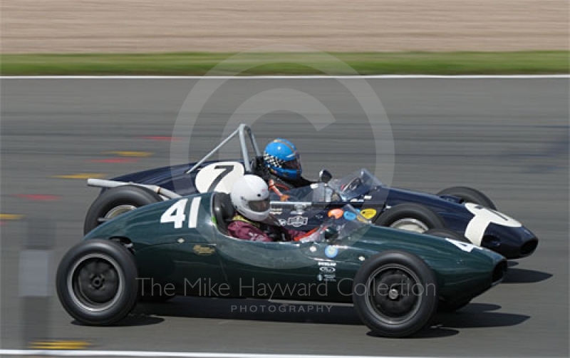 Brian Maile, 1956 Cooper T41, and Nick Wigley, 1959 Cooper T51, pre-1966 Grand Prix cars, Silverstone Classic 2009.