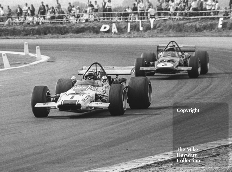 Peter Gethin, Sid Taylor McLaren M10B Chevrolet, and Graham McRae, McLaren M10B Chevrolet, 1970 Martini International Trophy, Silverstone.
