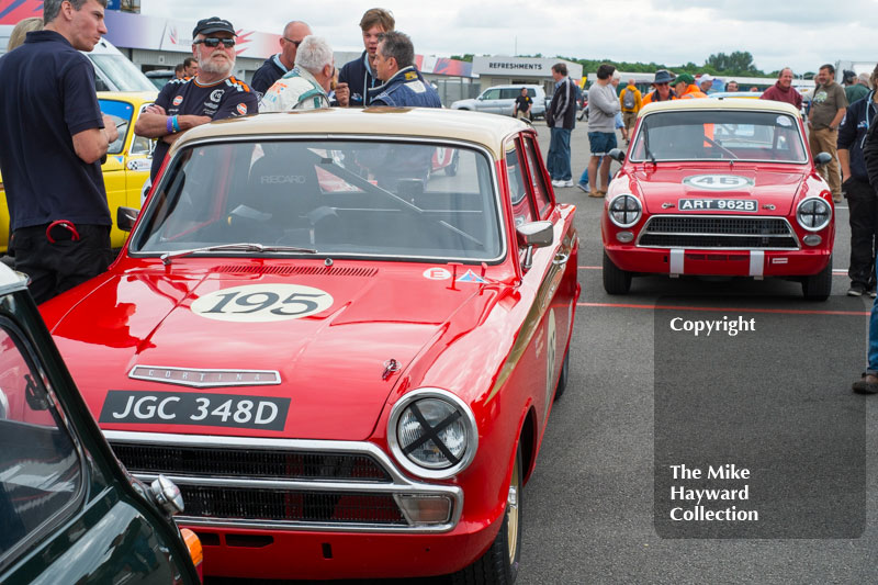 Desmond Smail and Michael Mcinerney, Ford Lotus Cortinas, John Fitzpatrick Trophy for under 2 litre touring cars, 2016 Silverstone Classic.

