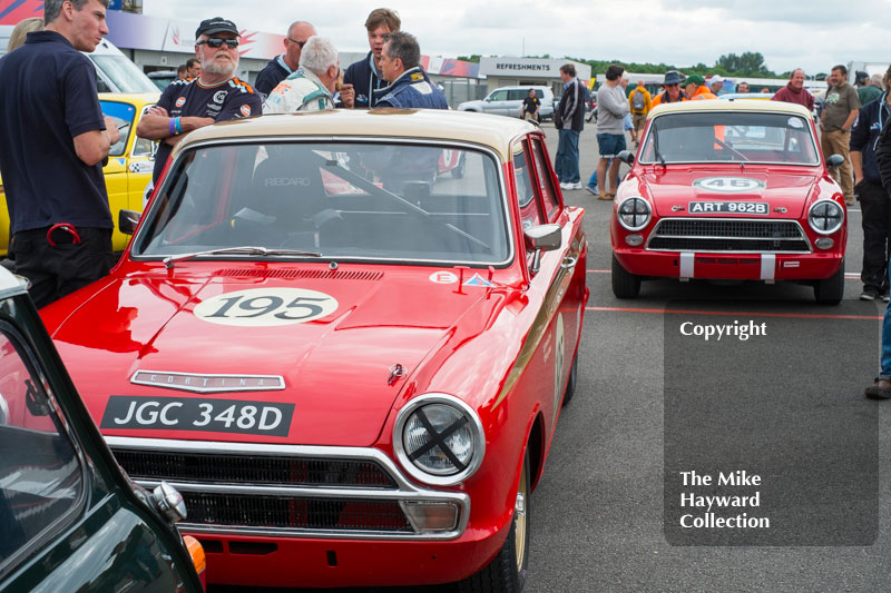 Desmond Smail and Michael Mcinerney, Ford Lotus Cortinas, John Fitzpatrick Trophy for under 2 litre touring cars, 2016 Silverstone Classic.
