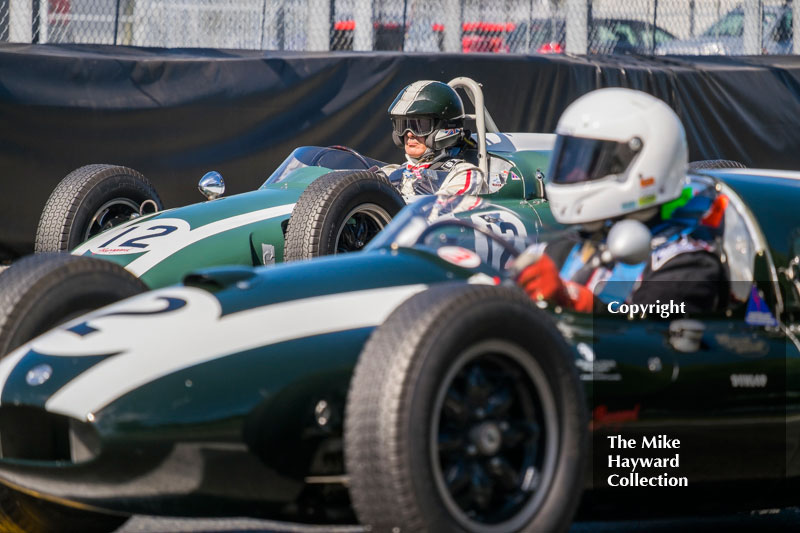 Rudi Friedrichs, Cooper T53, Rod Jolley, Cooper T45/51, HGPCA race for pre 1966 Grand Prix Cars, 2016 Gold Cup, Oulton Park.
