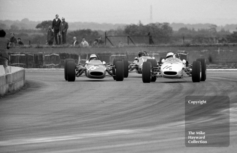 Chris Craft, Tecno 68, Tetsu Ikuzawa, Brabham BT21B, Martini International meeting, Silverstone 1968.
