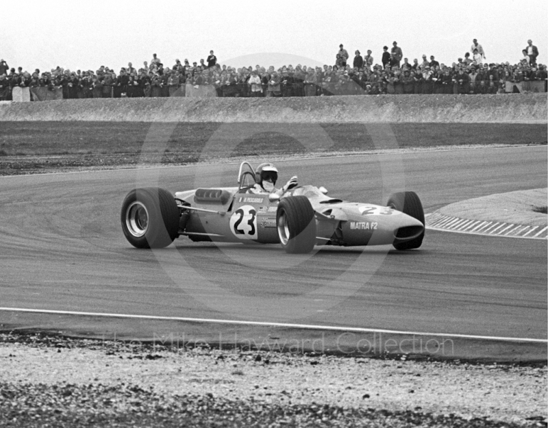 Henri Pescarolo spins his Matra MS7, Thruxton, Easter Monday 1968.
