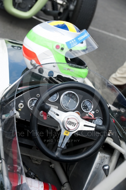 The 1960 Cooper T53 of Enrico Spaggiari before the HGPCA pre-66 Grand prix cars event, Silverstone Classic 2010
