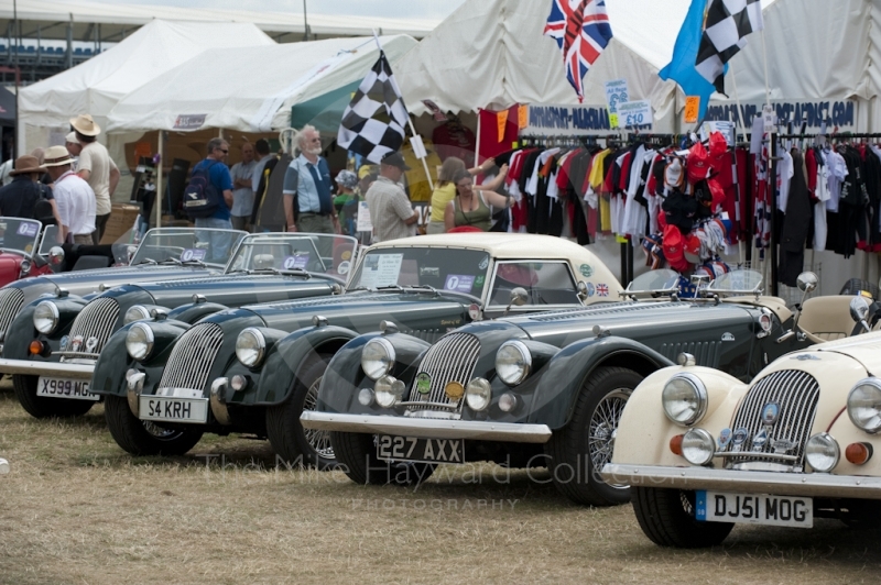 A line of Morgan sports cars, Silverstone Classic, 2010