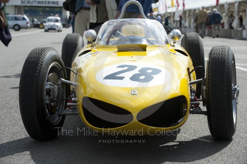 1961 Ferrari 156 of Iain Rowley in the paddock at Silverstone Classic 2010