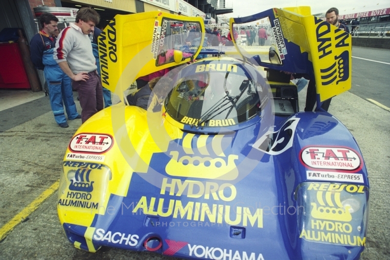 Oscar Larrauri, Harald Hyusman, Porsche 962 C, Shell BDRC Empire Trophy, Round 3 of the World Sports Prototype Championship, Silverstone, 1990.
