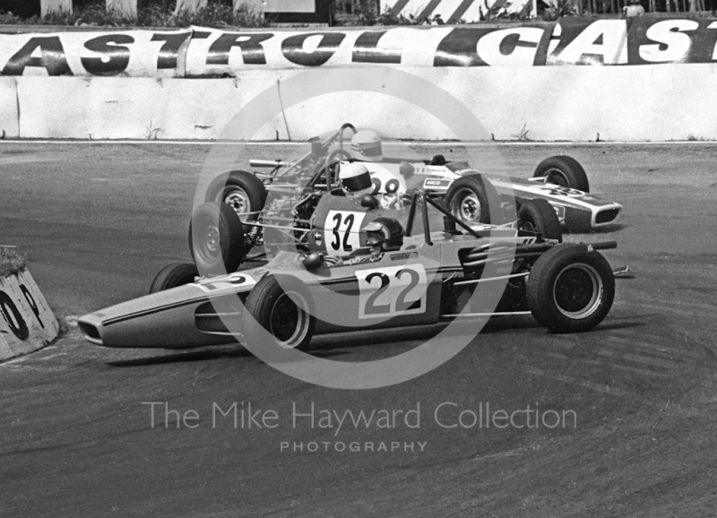 Malcolm Brown, Lola T200,Tony Hansen, Brabham BT21B, Roderick Smith, Palliser WDF2, Formula Ford, Mallory Park, May, 1971
