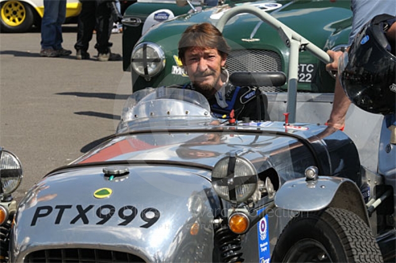 Chris Rea, 1955 Lotus Mk 6, in the paddock before the RAC Woodcote Trophy race, Silverstone Cassic 2009.