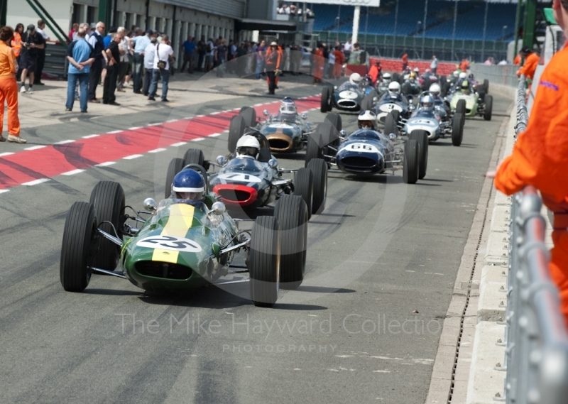 Andy Middlehurst in the pit lane with his 1962 Lotus 25, Silverstone Classic, 2010