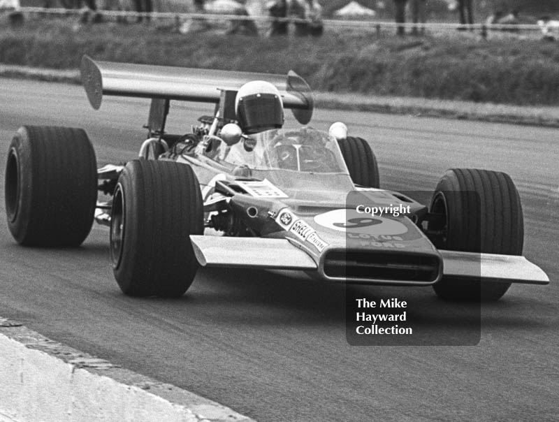 John Miles, Gold Leaf Team Lotus 4WD, Silverstone, 1969 British Grand Prix.
