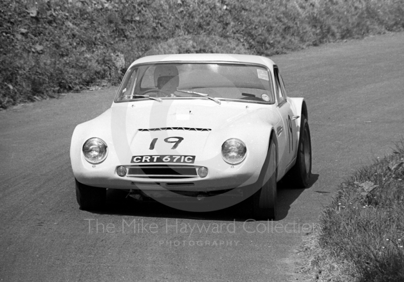 TVR at the esses, TVR, CRT 671C, Shelsley Walsh Hill Climb June 1970. 