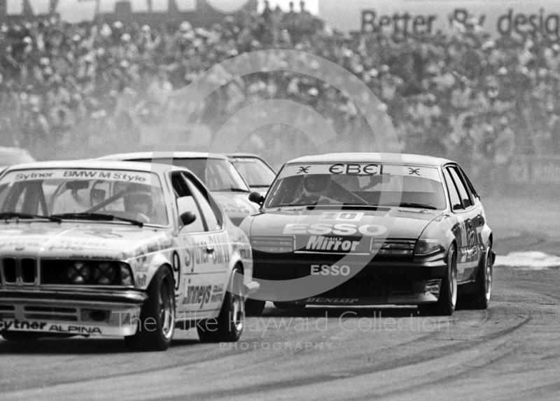 Charles Sawyer-Hoare, Equipe Esso Rover Vitesse, following Mike Newman, Ford Capri, Trimoco British Saloon Car Championship race, British Grand Prix, Silverstone, 1983.
