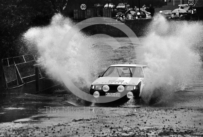 Bjorn Waldergard/Ragnor Spjuth (K SR 638), Toyota, 7th place, water splash, Sutton Park, RAC Rally 1982
