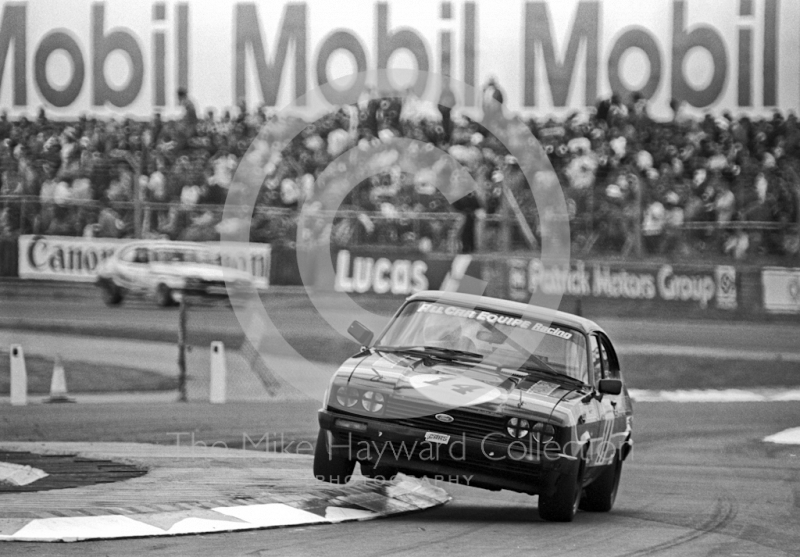 Nick Whiting, Richard Grant Ford Capri, British Touring Car Championship round, 1981 British Grand Prix, Silverstone.
