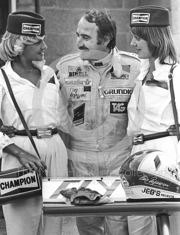 Clay Regazzoni having a champion time in the pit lane, Silverstone, British Grand Prix 1979.
