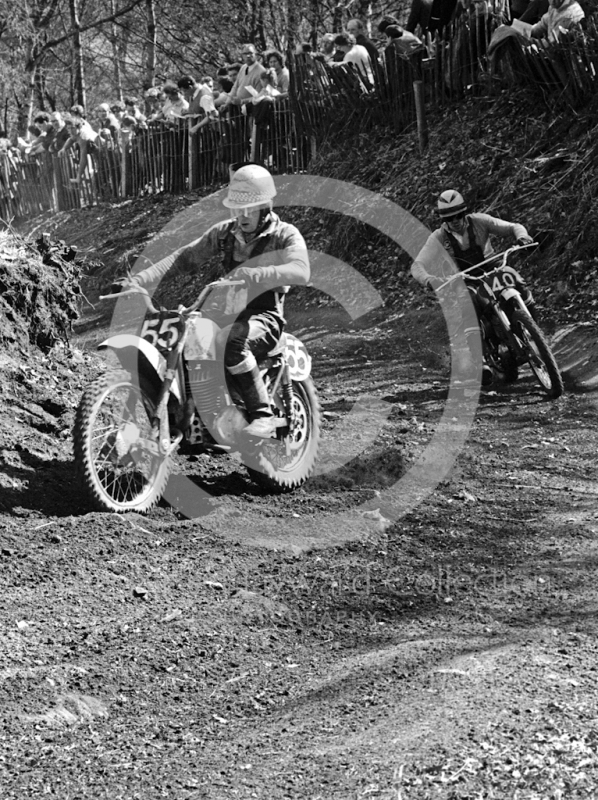 J Burbridge, 250cc Greeves, and E Mason, 250cc DOT, Hawkstone Park, March 1965.