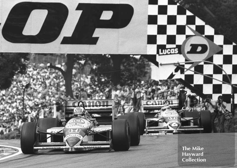 Nigel Mansell and Nelson Piquet, Williams FW11 Honda, Brands Hatch, British Grand Prix 1986.