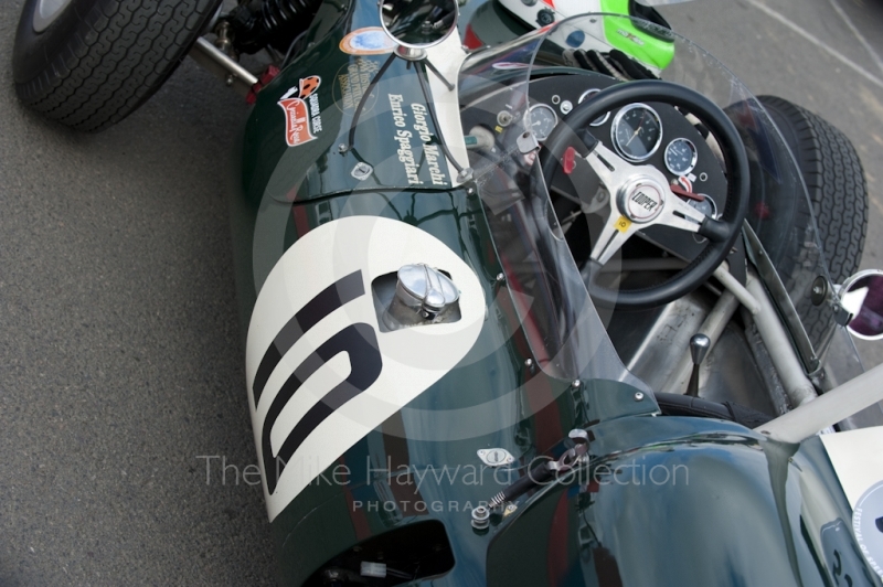 The 1960 Cooper T53 of Enrico Spaggiari before the HGPCA pre-66 Grand prix cars event, Silverstone Classic 2010
