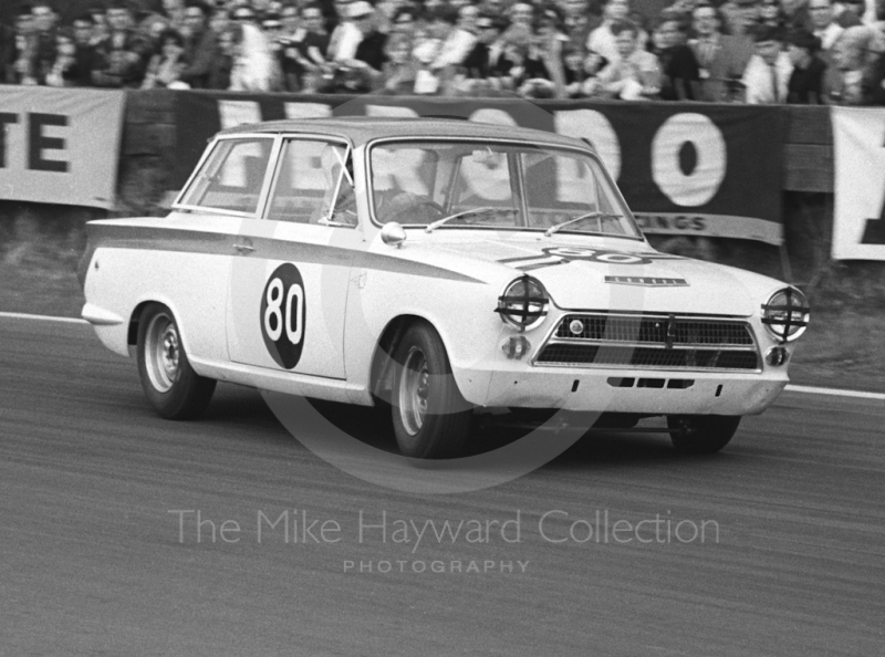 Andre Baldet, Moto Baldet Racing Team Lotus Cortina, Old Hall Corner, Oulton Park Spring Race Meeting, 1965
