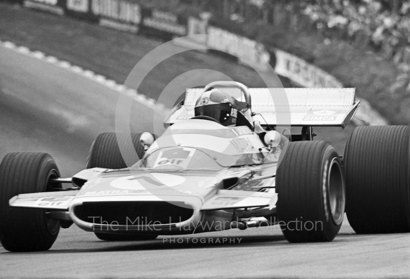 Jean-Pierre Beltoise, Matra Simca MS120 V12, at Druids Hairpin, Brands Hatch, British Grand Prix 1970.
