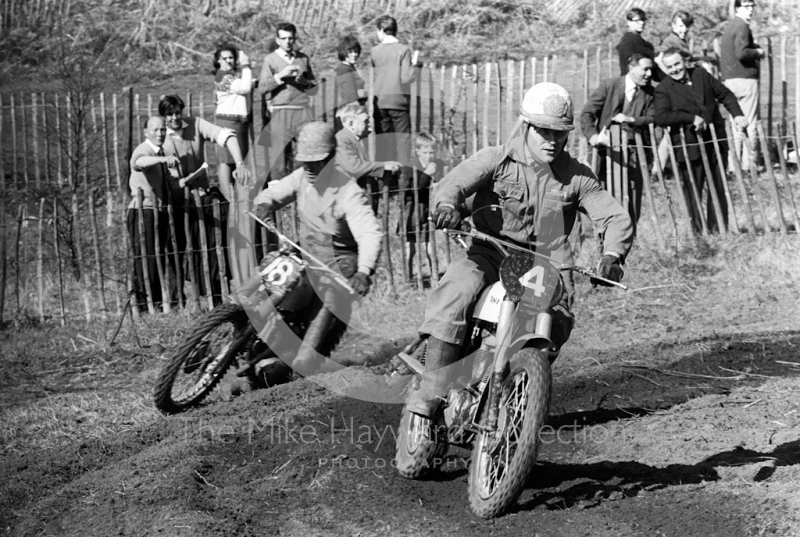 Jeff Smith, 440cc BSA, and John Giles, 490cc Triumph, Hawkstone Park, March 1965.