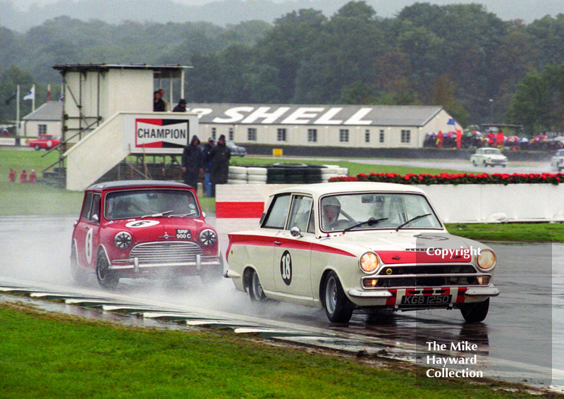 Gerry Marshall, Lotus Cortina Mk 1, and John Rhodes, Mini Cooper S, St. Mary's Trophy, Goodwood Revival, 1999