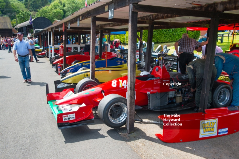 1600-2000cc cars in the paddock, Shelsley Walsh Hill Climb, June 1st 2014.
